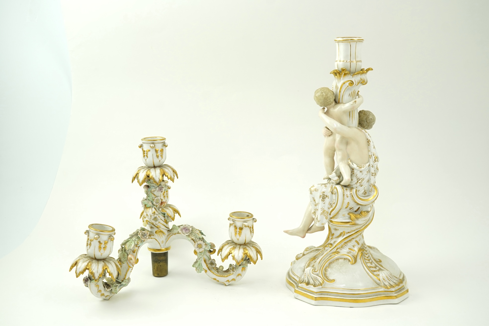 A Meissen figural candelabra, late 19th century